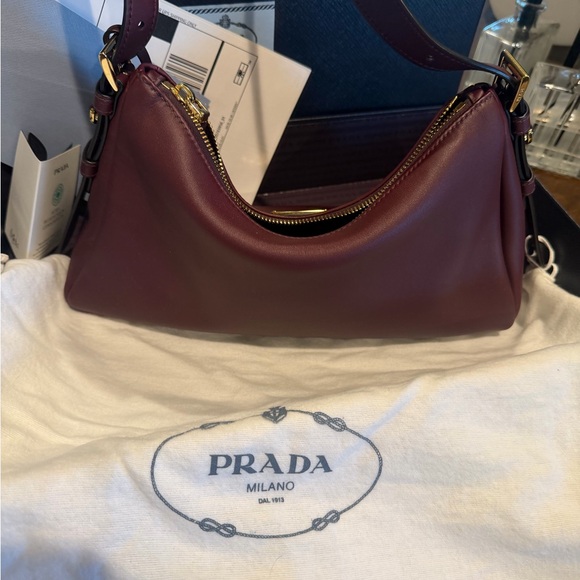 Prada Aimee Medium Deep Burgundy Shoulder Bag, new. - Picture 7 of 10